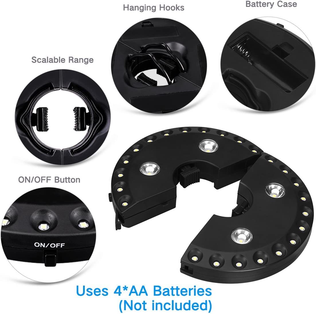 Clip-on LED Light for Patio Umbrella